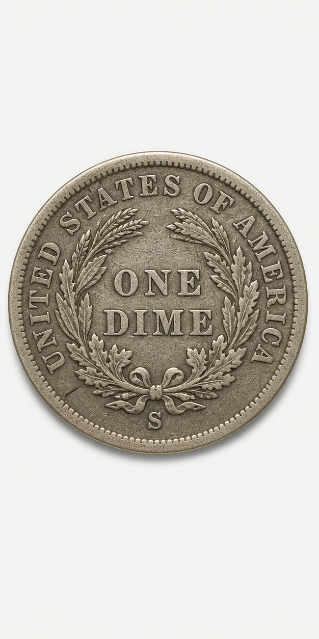 1896-S Barber Dime reverse