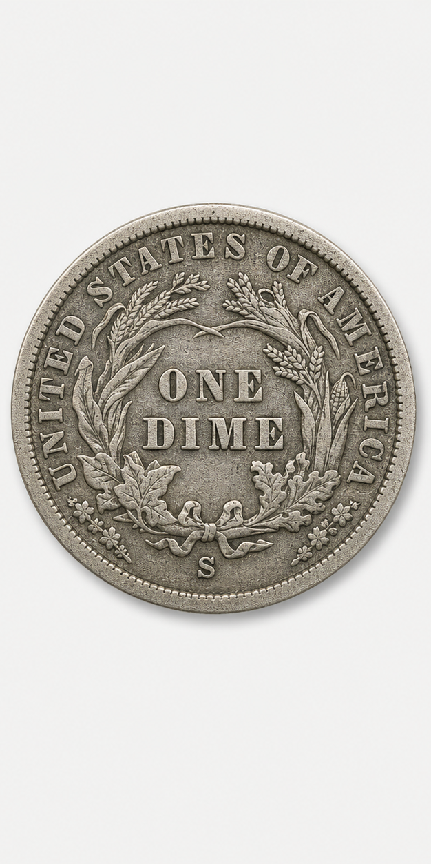 1901-S Barber Dime reverse