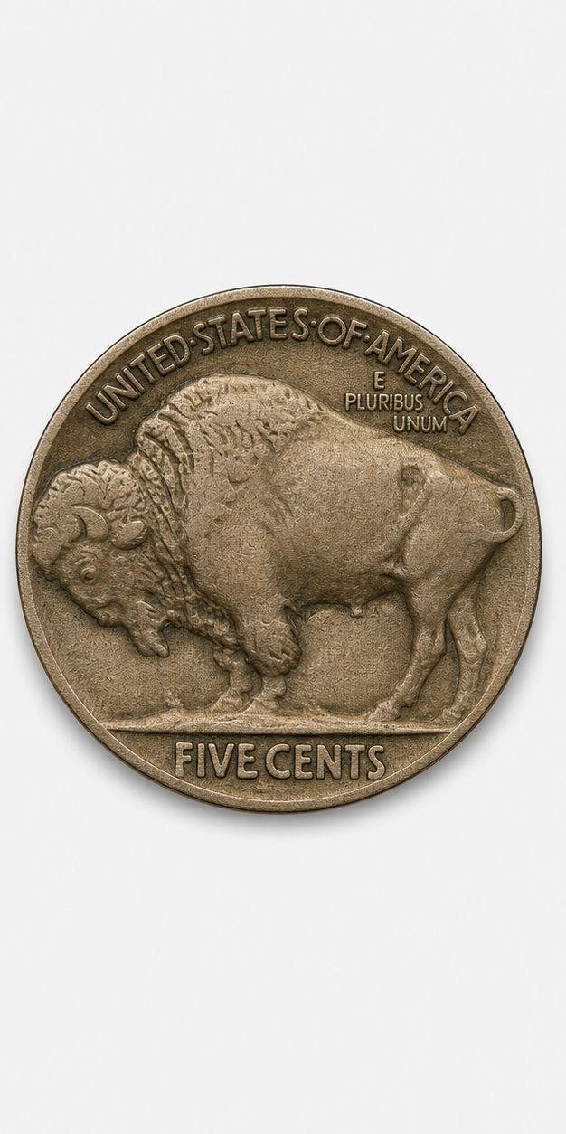 1913-S Line Type Buffalo Nickel reverse