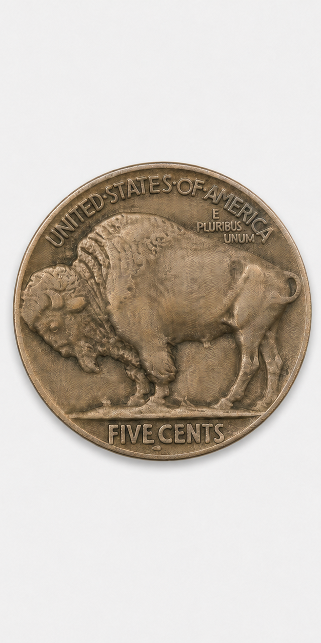 1918-D 8 Over 7 Buffalo Nickel reverse