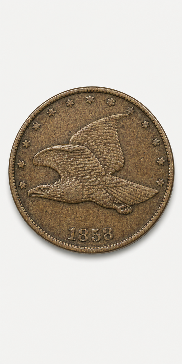 1858 8 Over 7 Overdate Flying Eagle Cent obverse