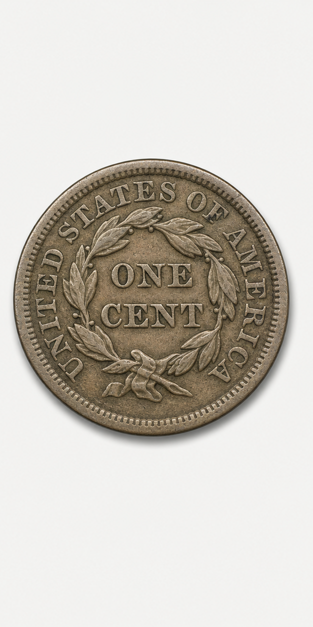 1859 Laurel Wreath Reverse Indian Head Penny reverse