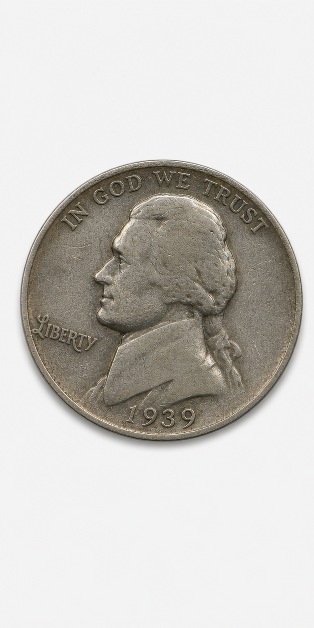 1939-D Jefferson Nickel obverse