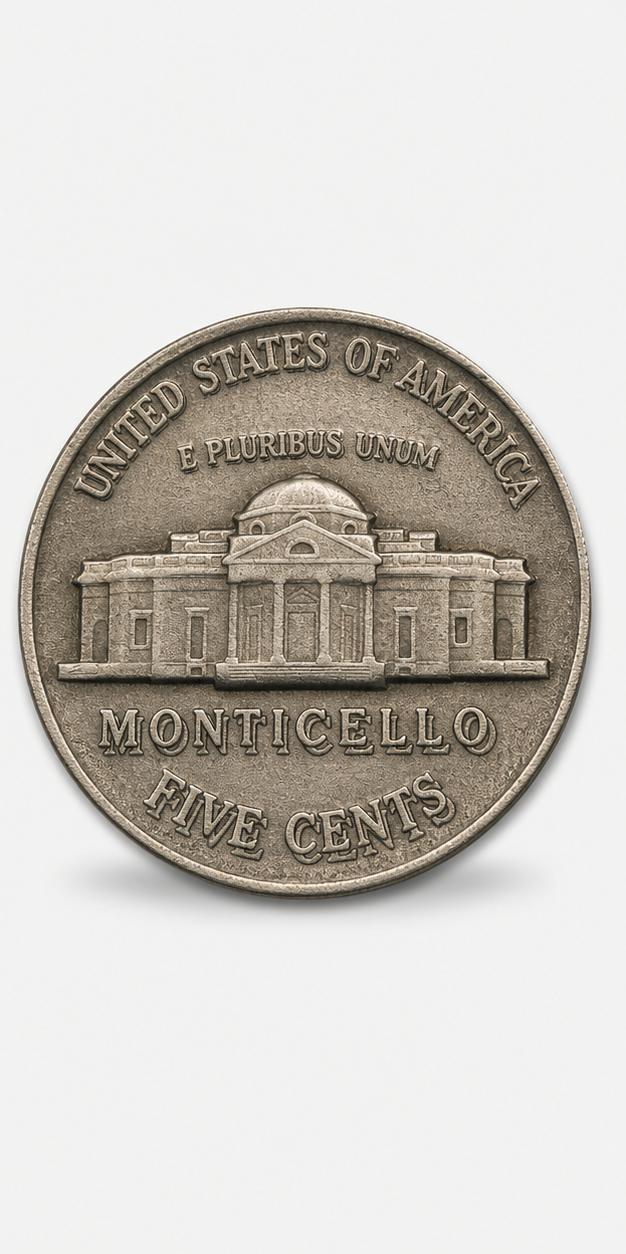 1939 Doubled Die Reverse Jefferson Nickel reverse