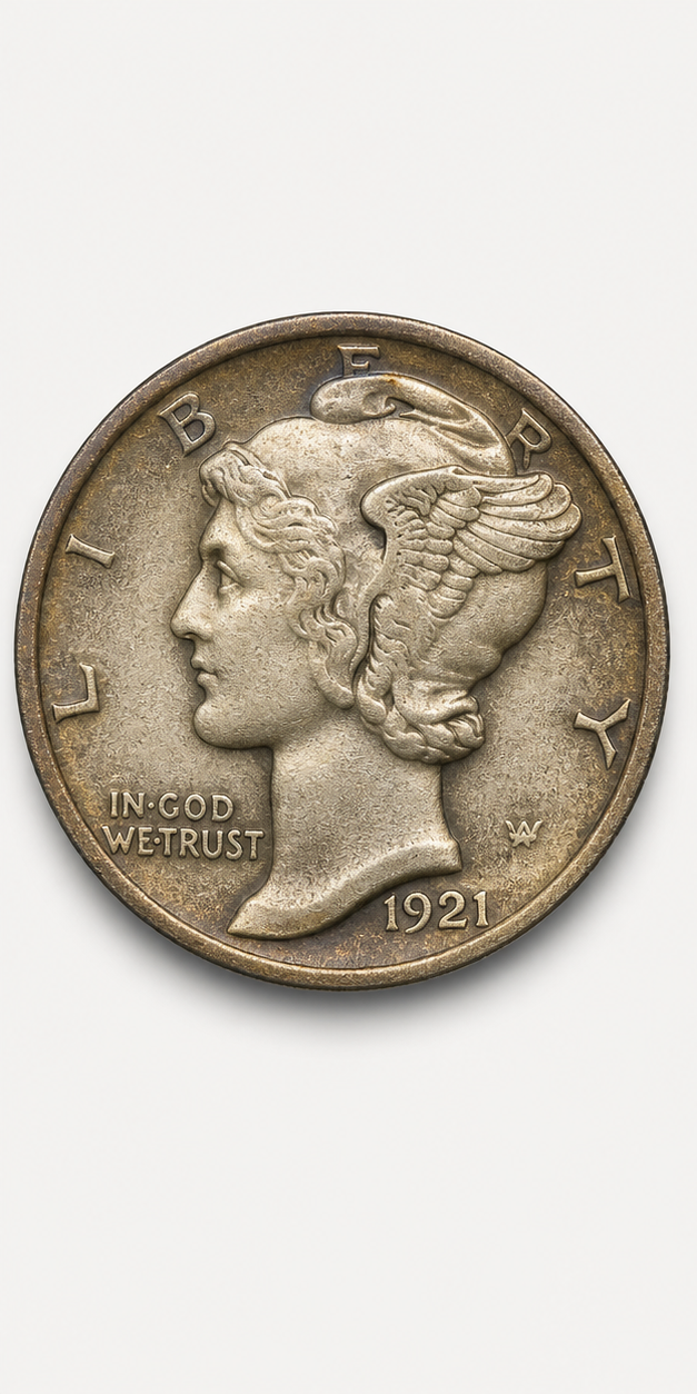 1921-D Mercury Dime obverse