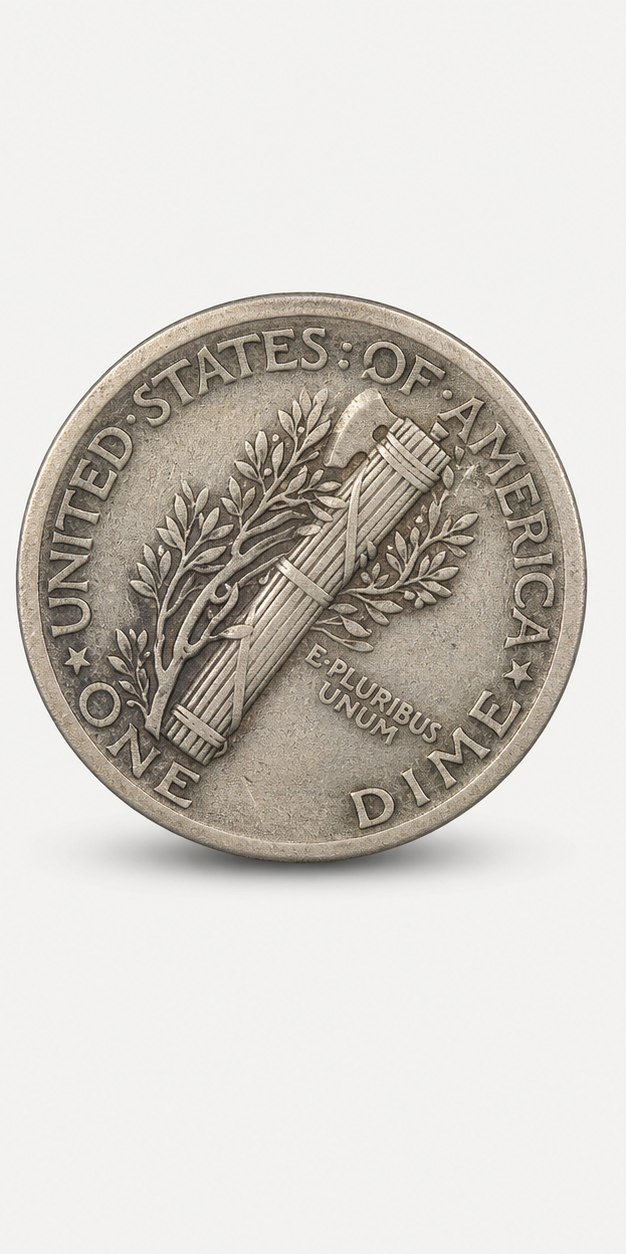1921 Mercury Dime reverse