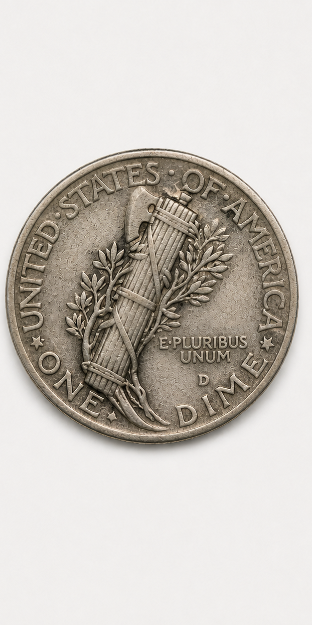 1931-D Mercury Dime reverse