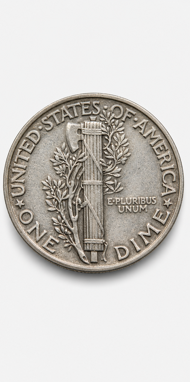 1942 42 Over 41 Overdate Mercury Dime reverse