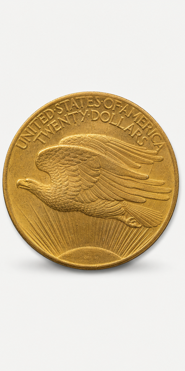1908 No Motto Saint-Gaudens Double Eagle reverse