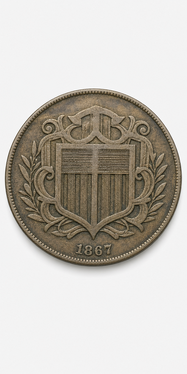 1867 With Rays Shield Nickel obverse