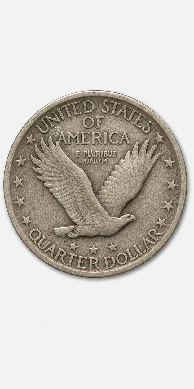 1918-S 8 Over 7 Overdate Standing Liberty Quarter reverse