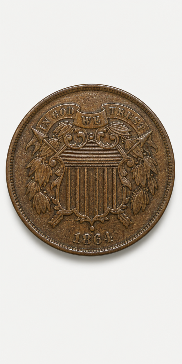 1864 Large Motto Two-Cent Piece obverse