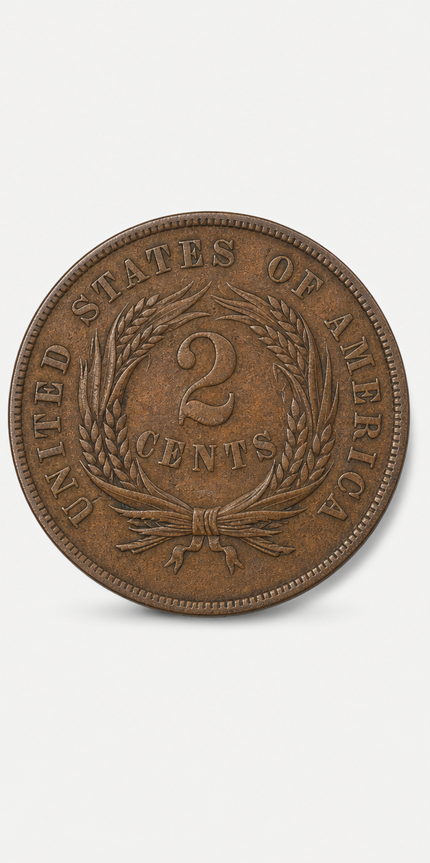 1865 Two-Cent Piece reverse