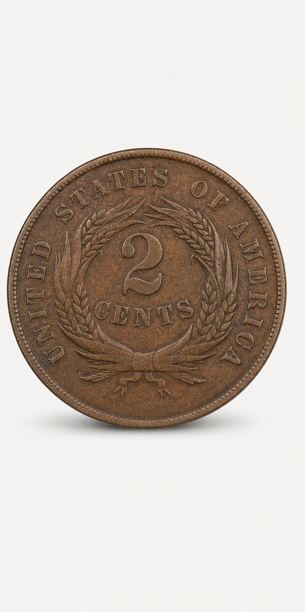 1869 Two-Cent Piece reverse