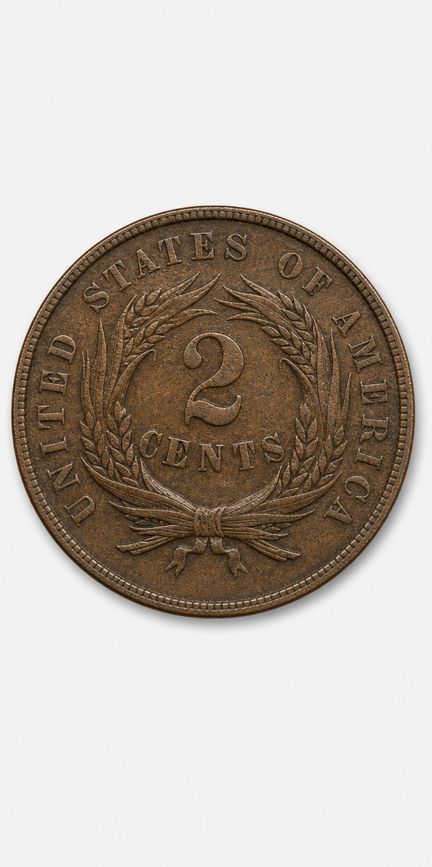 1871 Two-Cent Piece reverse
