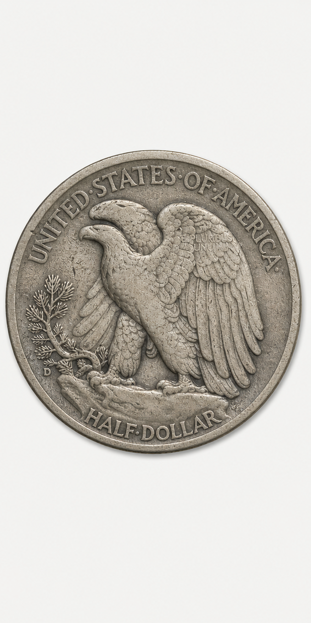 1921-D Walking Liberty Half Dollar reverse