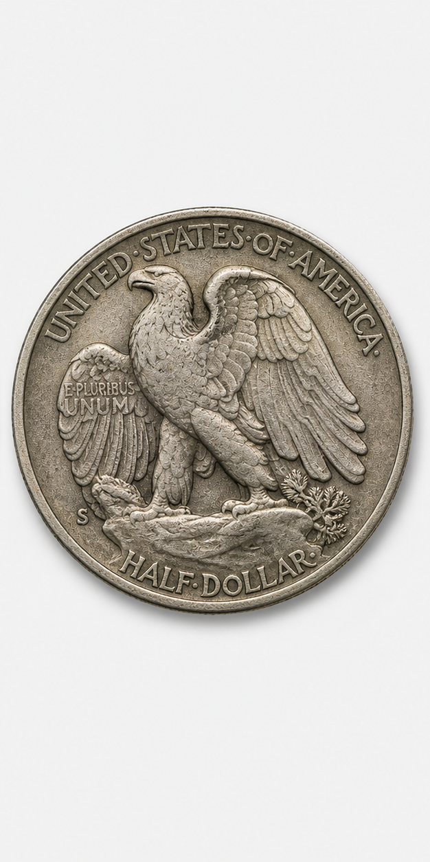 1921-S Walking Liberty Half Dollar reverse