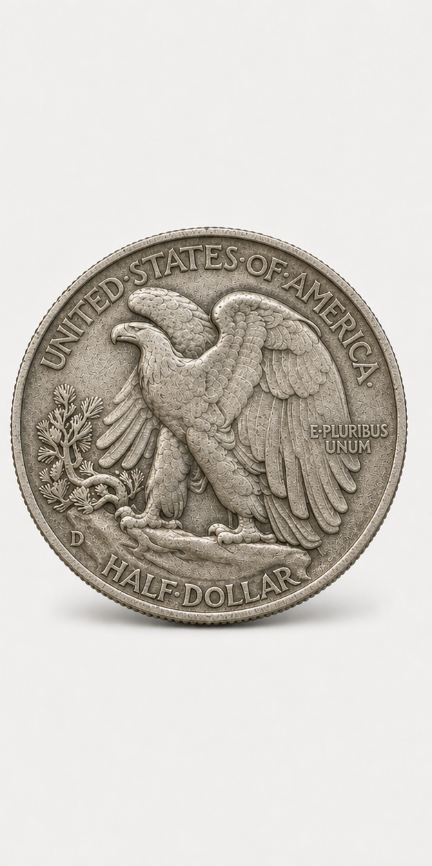 1938-D Walking Liberty Half Dollar reverse