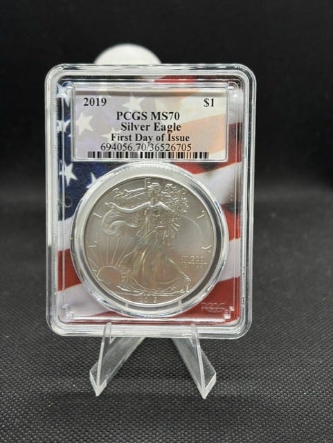 2019 1 oz ASE PCGS MS70 1st Day of Issue USA Core | PeerMetals