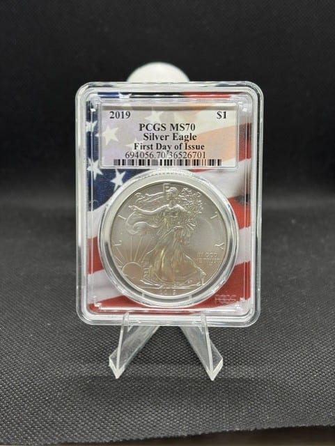 2019 1 oz ASE PCGS MS70 1st Day of Issue USA Core | PeerMetals