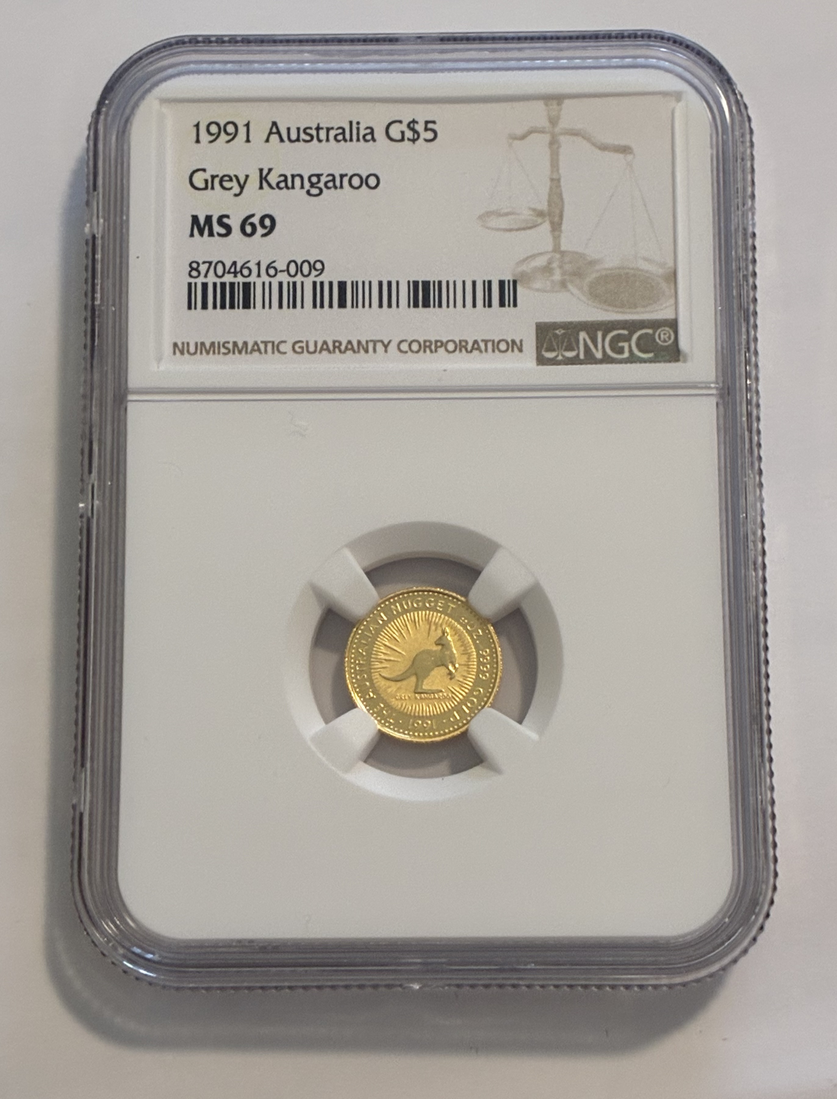 1990 Australia 1/20 oz Gold Kangaroo MS-69 NGC | PeerMetals