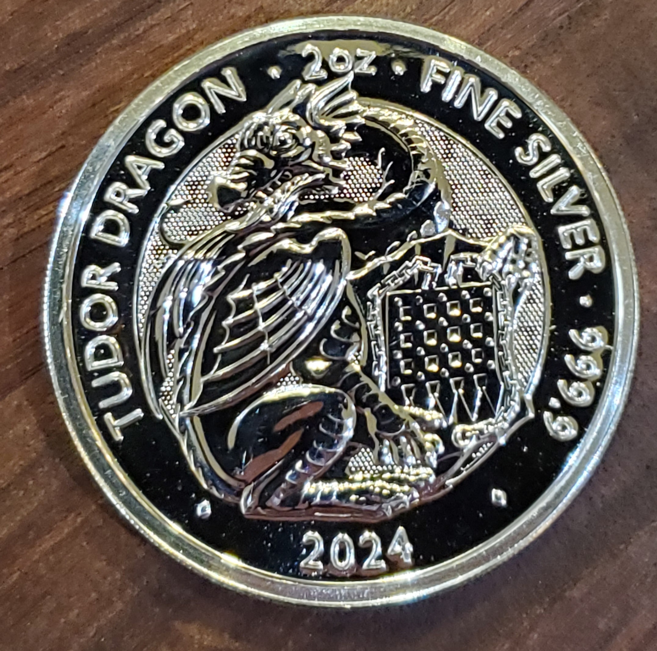 2024 2 oz Tudor Beasts Dragon .9999 Silver BU | PeerMetals