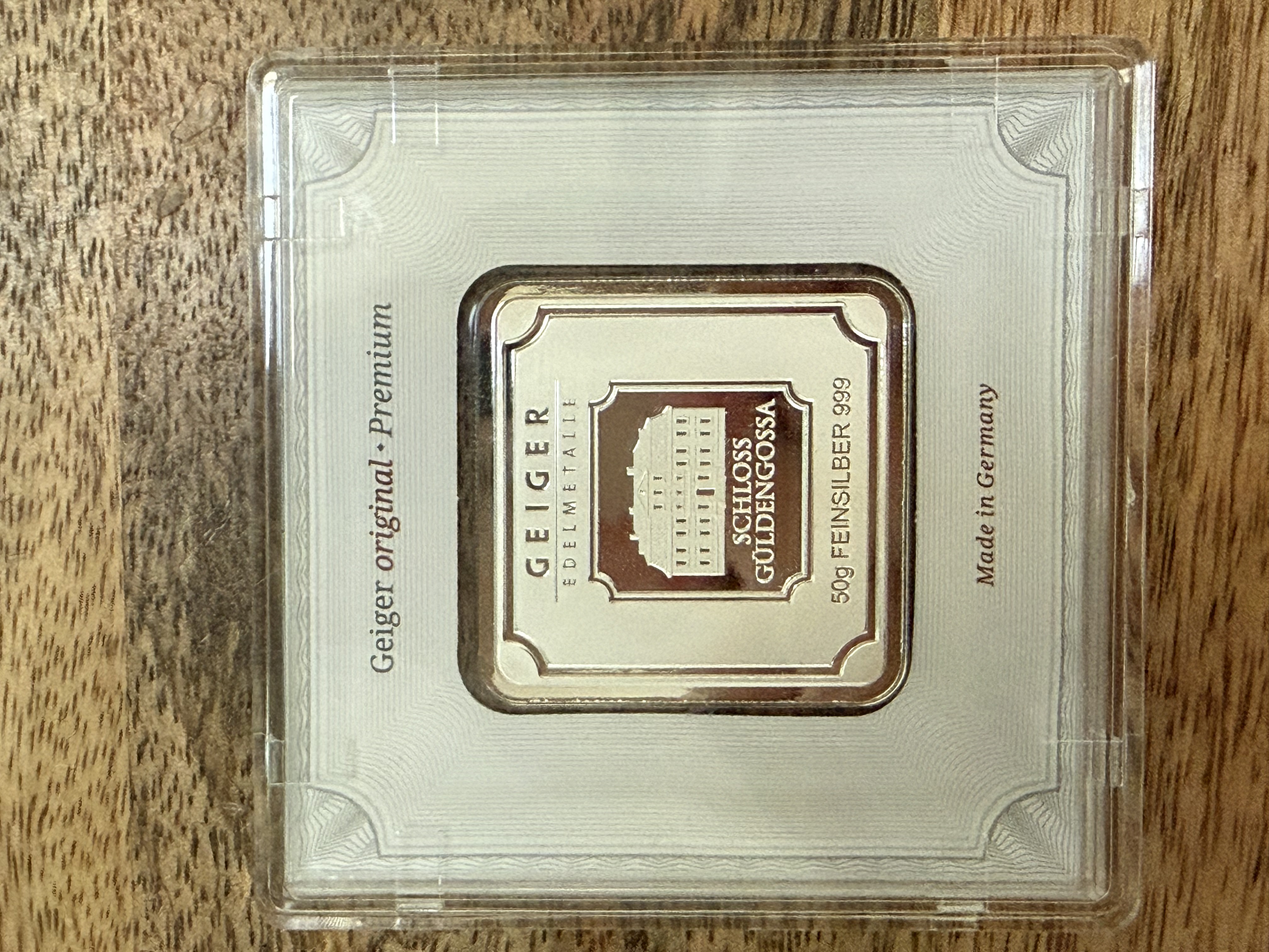 Geiger 50 gram Silver Bar in Assay Case | PeerMetals