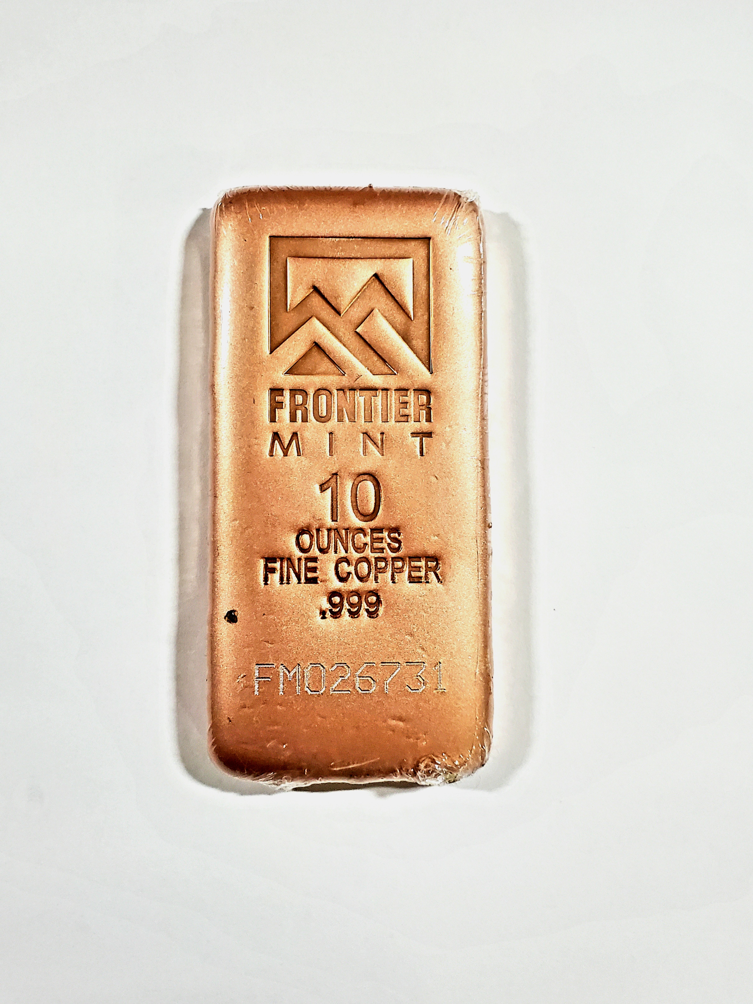 10 AVDP oz Copper Bar .999 Fine Frontier Mint Seal | PeerMetals