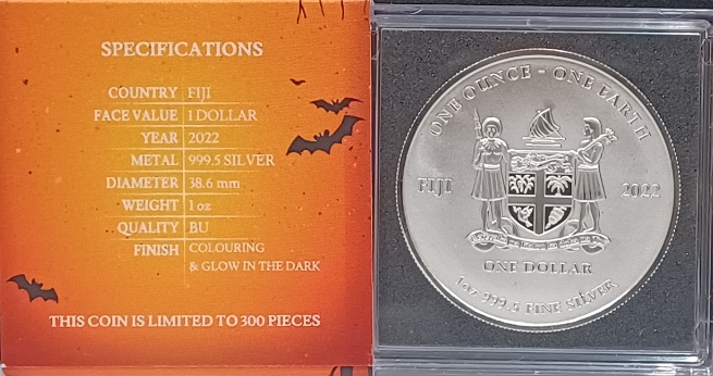 2022 Fiji Halloween Pumpkin 1oz Silver Coin Glow | PeerMetals