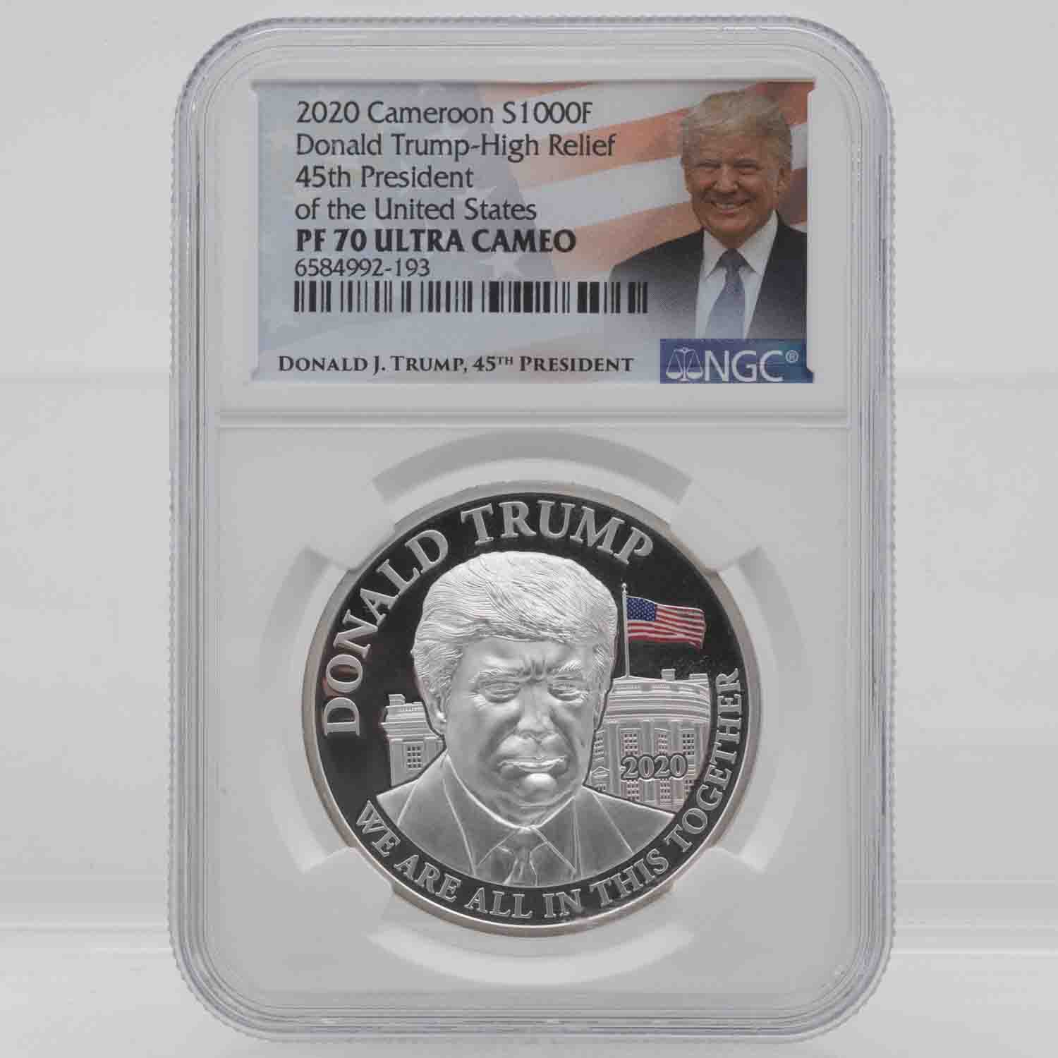 2020 Cameroon LE High Relief Trump Silver Coin NGC | PeerMetals