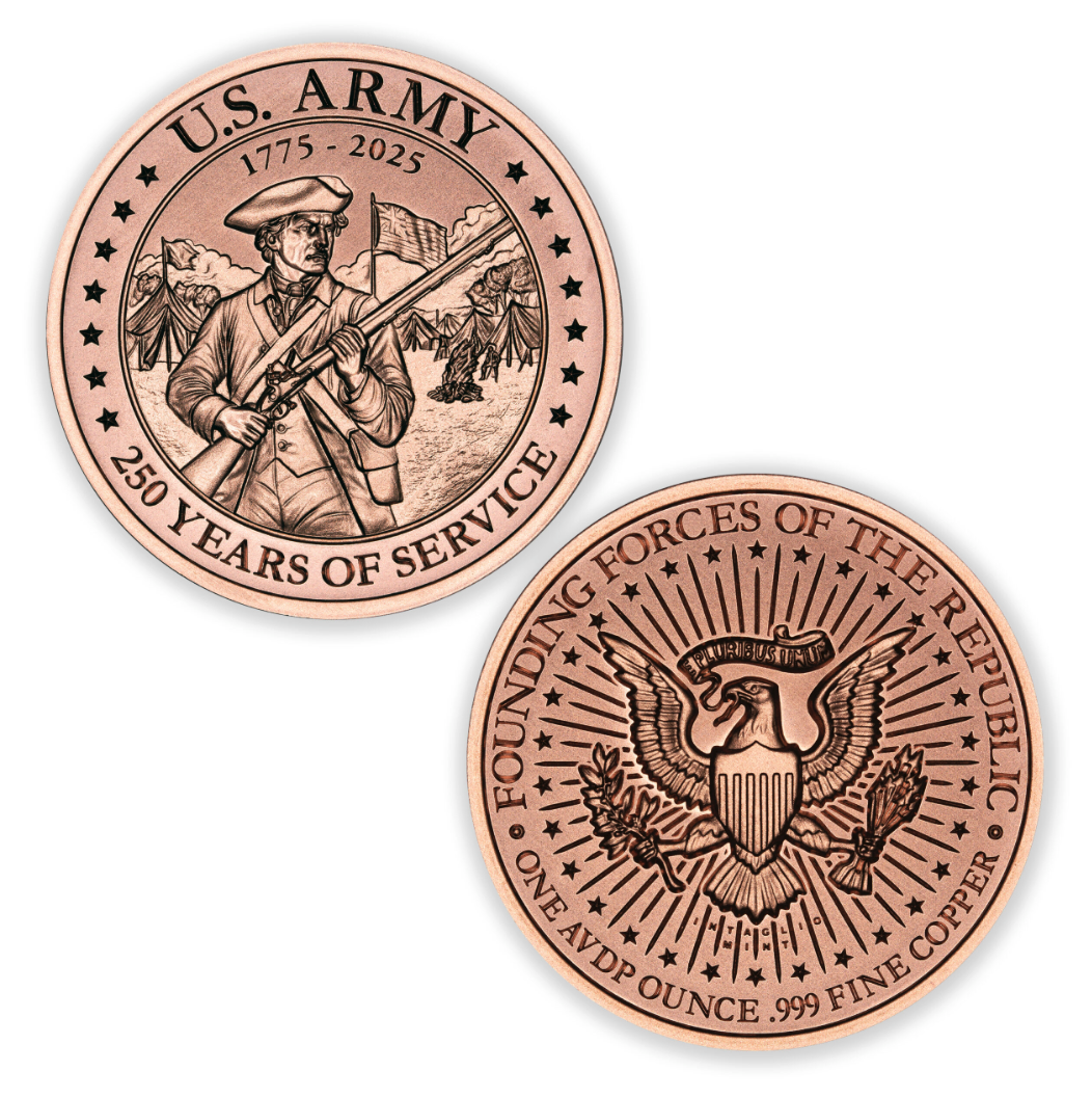 U.S. ARMY - 250 YEAR ANNIVERSARY COPPER 1 OZ | PeerMetals