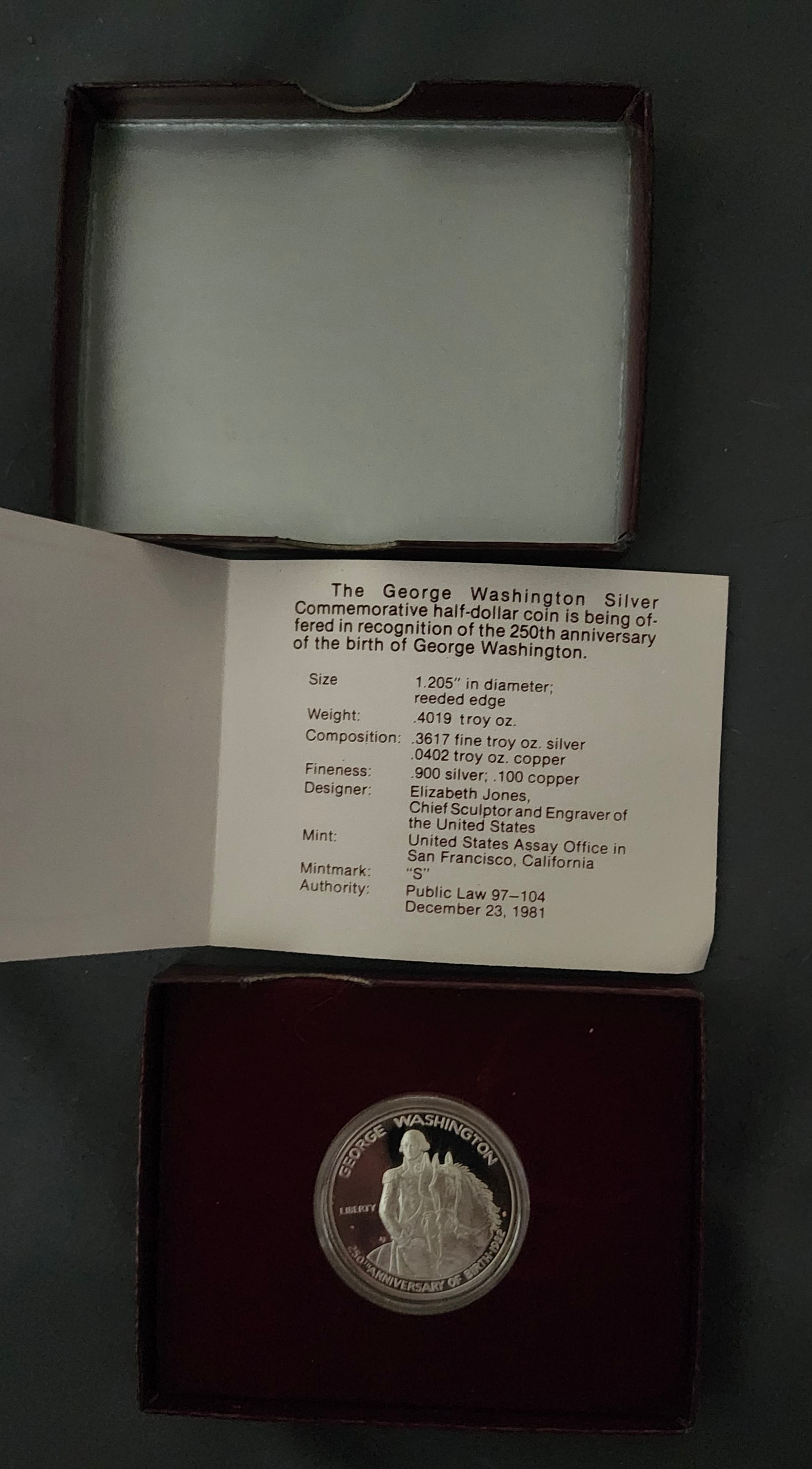 1982 Proof Silver George Washington Half Dollar | PeerMetals