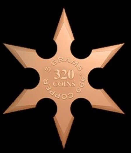 Copper Ninja Throwing Star 5g Limited Mintage | PeerMetals