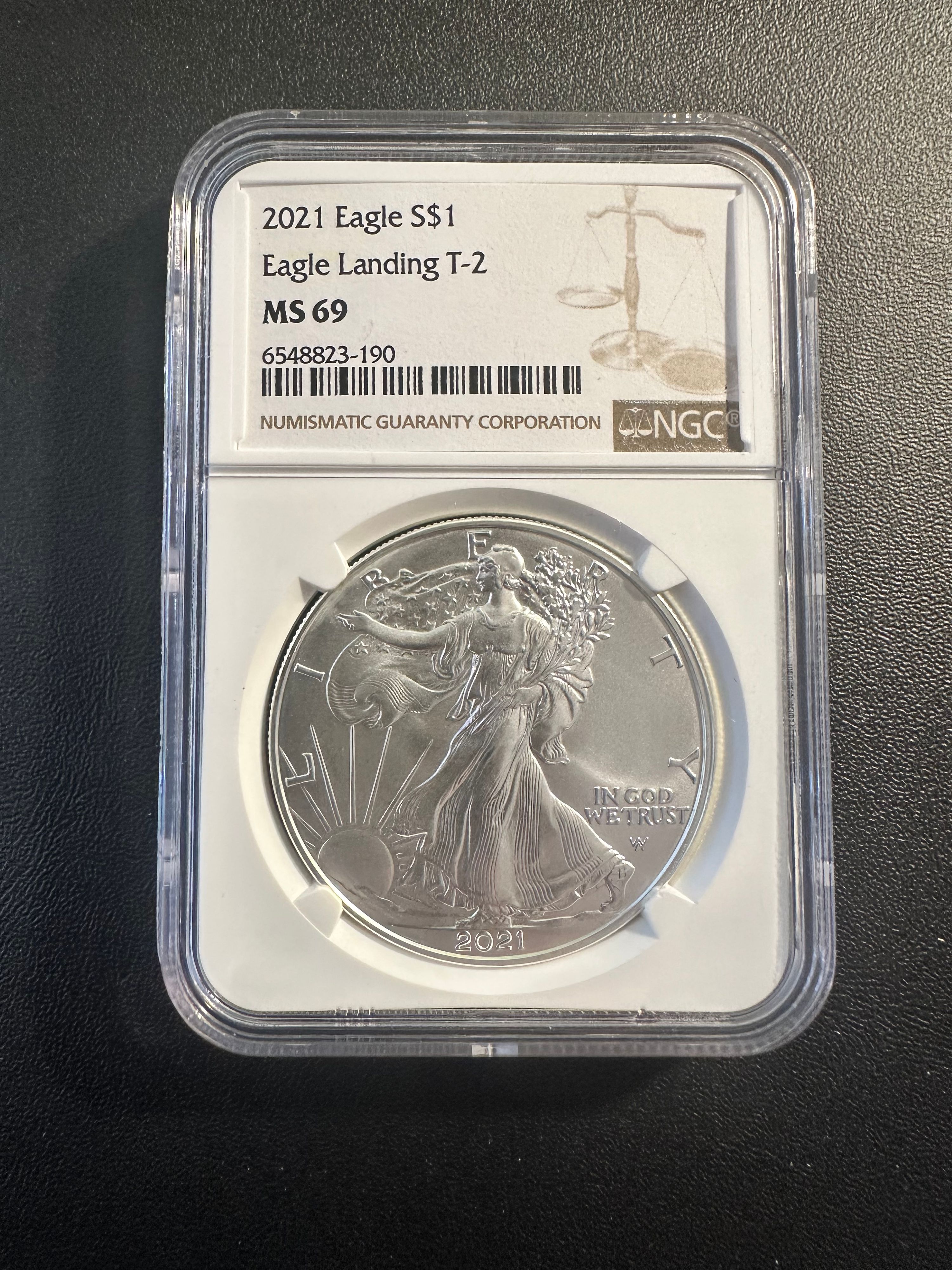 2021 American Silver Eagle. Eagle Landing T-2 MS69 | PeerMetals
